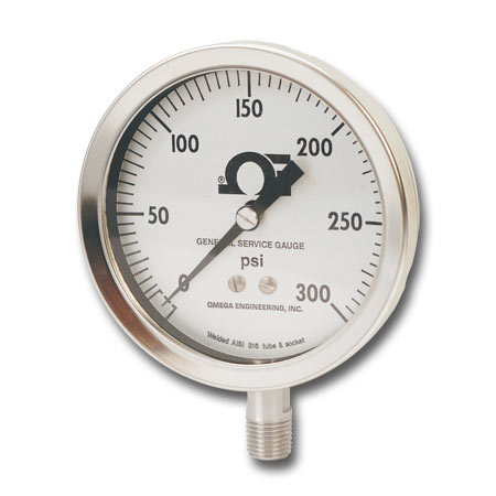 Liquid filled pressure gauge for industrial use