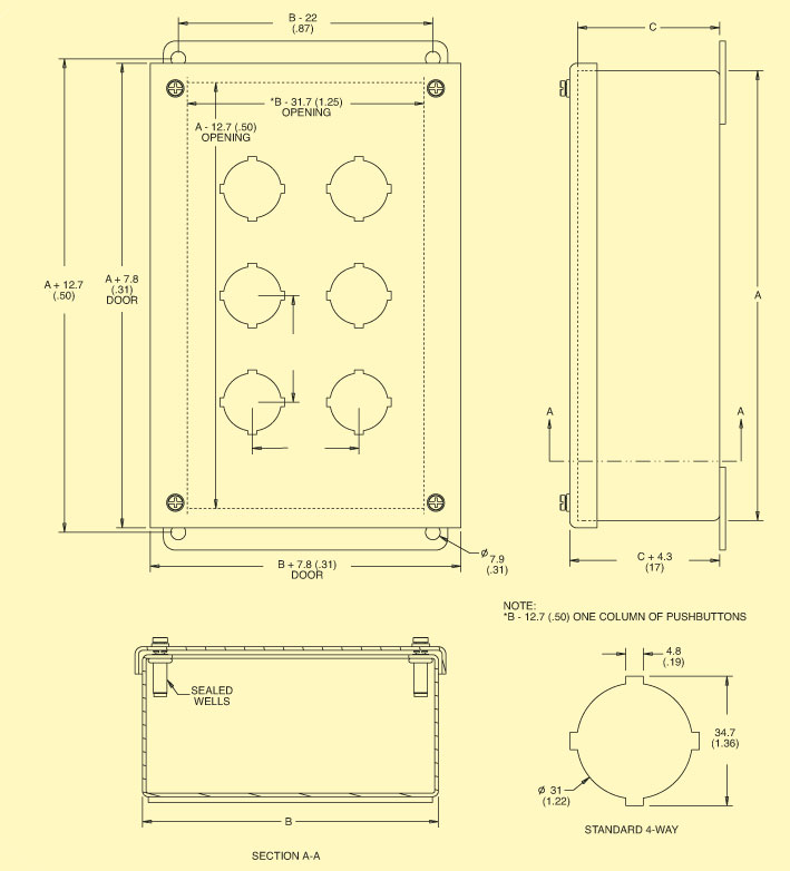 SCE_PB Series Dimensions Diagram