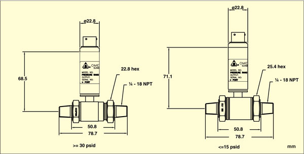 PX409-WDDIF Dimensions