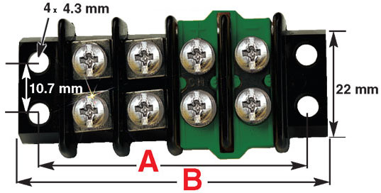 Thermocouple terminal strip dimensions